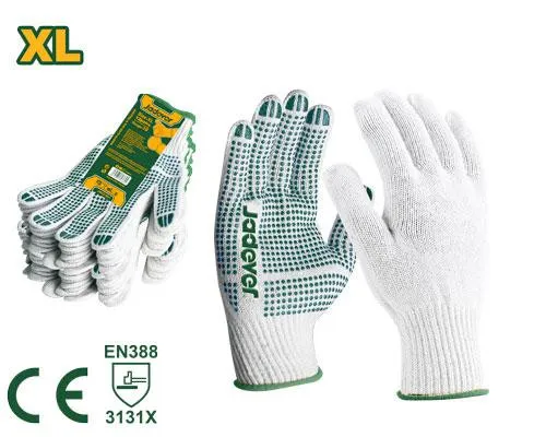 Gants en Polyester tricoté rugueux à picots 1 face MC 250 mm blanc vert