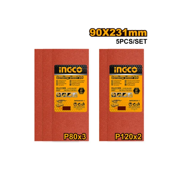 Feuille abrasive toile émeri Velcro métaux matériaux 090×231 G80-120-5pcs