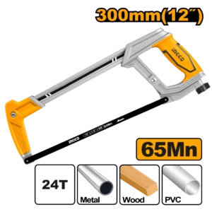 Scie à métaux à main lame 300 mm compacte tendeur sur poignée
