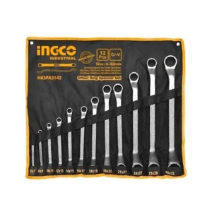 Clé polygonale contre coudée en 12 pcs 6×7 à 30×32 mm trousse