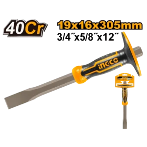 Burin de maçon bout plat avec poignée de protection 300×19 mm