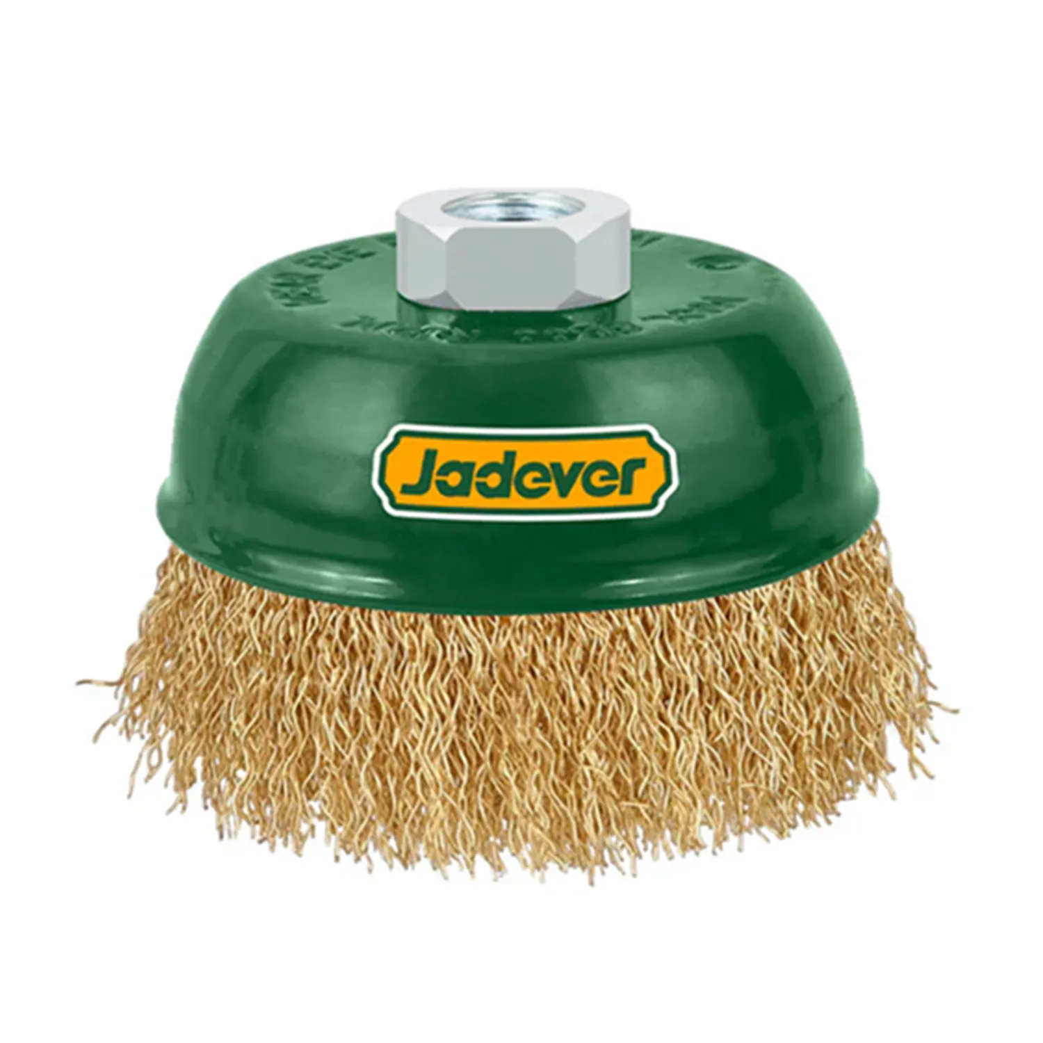 Brosse boisseau conique fil acier laitonné taraudée M14 de 075 mm