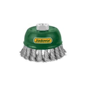 Brosse boisseau conique fil acier laitonné taraudée M14 de 100 mm