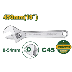 Clé à molette manche nu chromée longueur 18″