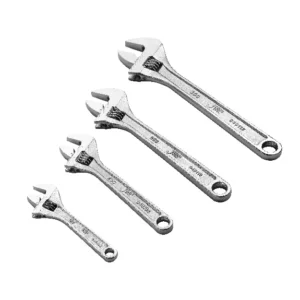 Clé à molette manche nu longueur diverse 4 pcs blister 6″-8″-10″-12″