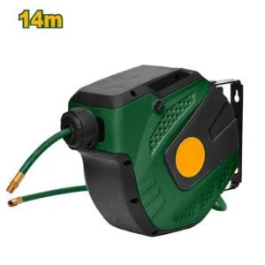 Enrouleur de tuyau à air comp mural plast avec tuyau L 15 m